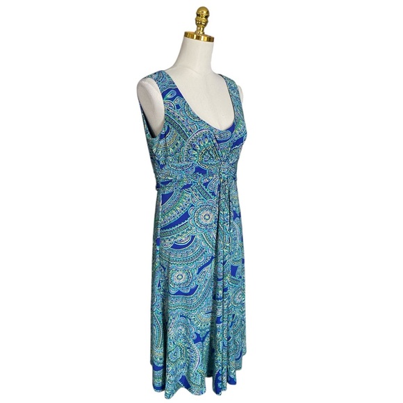 Jones New York  Stretch Sheath Paisley Print Sleeveless V-Neck Dress Size 12 - Picture 2 of 6